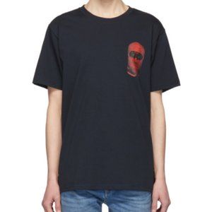 R13 Biggie Curtis Red Baclava Washed Black Oversized T-Shirt Sz M NWT SO…